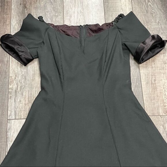 ILGWU Vintage Maxi Off Shoulder Short Sleeve Formal Dress Black Size 8 - Picture 11 of 16